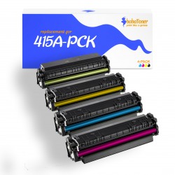 Toner équivalent à HP Multipack 415A Pack de 4 Noir, Jaune, Cyan, Magenta - Avec puce