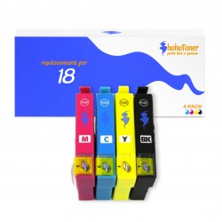 Cartouche d'encre équivalent à Epson Multipack 18 Pack de 4 Noir, Jaune, Cyan, Magenta