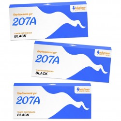 Compatible HP 207A W2210A Pack de 3 Cartouches de Toner Noir HP Color Laserjet Pro MFP M283fdw M255dw M282nw M283fdn AVEC PUCE