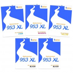 compatible HP 953XL Pack de 5 cartouches d'encre Noir, Jaune, Cyan, Magenta