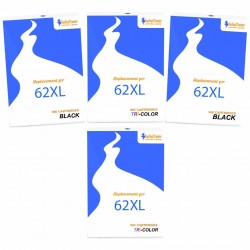 Pack de 4 HP 62XL cartouches d'encre compatibles