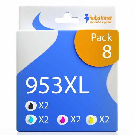 Pack de 8 HP 953XL cartouches d'encre compatibles