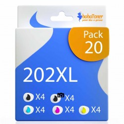 Pack de 20 cartouches compatibles 202XL Epson 4 noirs photo, 4 noirs, 4 cyan, 4 magenta, 4 jaune