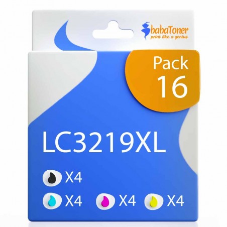 Pack de 16 Brother LC3219XL cartouches d'encre compatibles