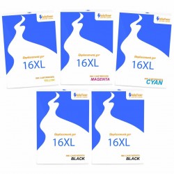 Pack de 5 cartouches compatibles 16XL Epson 2 noirs, 1 cyan, 1 magenta, 1 jaune