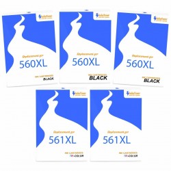 Pack de 5 cartouches compatibles PG-560XL CL-561XL Canon 3 noirs, 2 couleurs