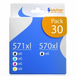 Pack de 30 cartouches compatibles PGI-570XL CLI-571XL Canon 6 X 570xl, 6 X 571xl noir, 6 X 571xl cyan, 6 X 571xl magenta, 6 X 57